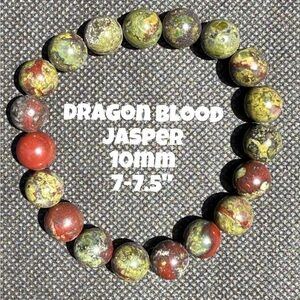 Authentic Dragon Blood Jasper 10mm Beaded Stretchy Bracelet by‎ Bombshell Beads
